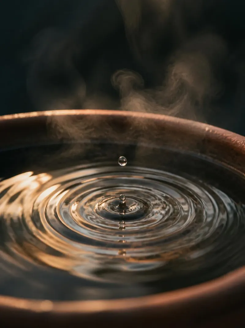 Gota caindo na água quente dentro da banheira